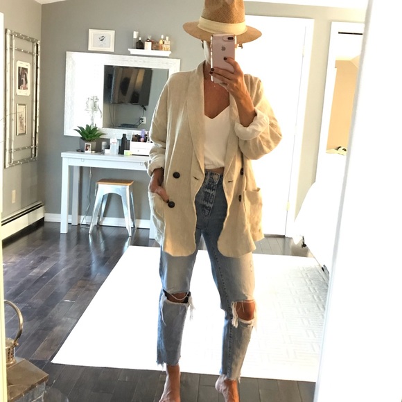Zara Jackets & Blazers - Zara NWT $119 linen oversized jacket XS